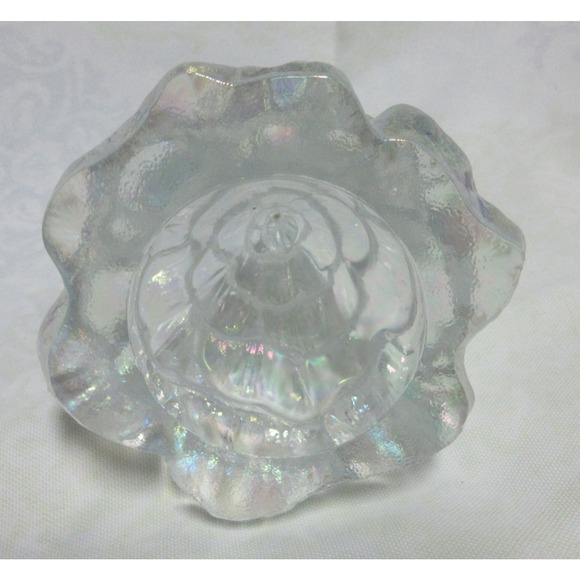 VTG Fenton Glass CHRISTMAS TREE 6.5" FIGURINE Large White Iridescent + Angel - Picture 5 of 7